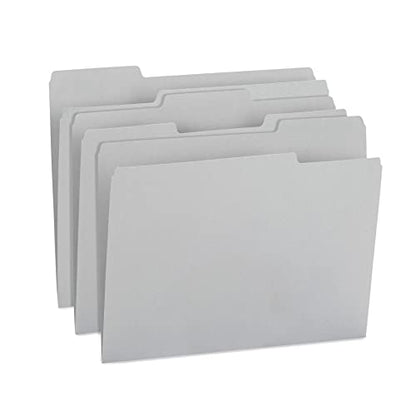 Blue Summit Supplies 100 Gray File Folders, Letter Size, 1/3 Cut Tab, 11pt | Durable 11pt gray paper, 1/3 cut tabs, holds letter documents, home and office color coded filing - color: Gray