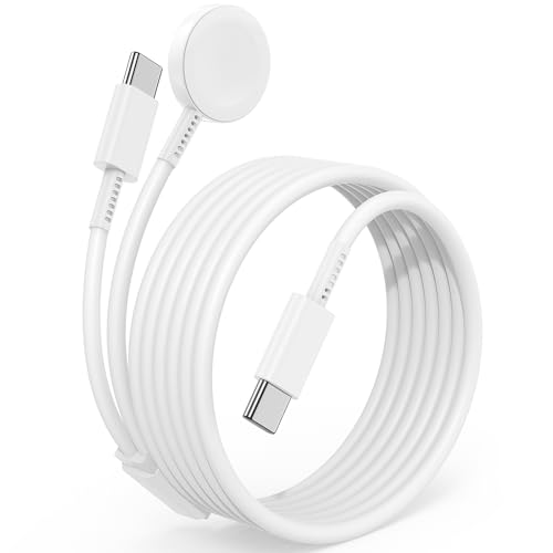 2 in 1 USB C Apple Watch Charger, [ MFi Certified ] Type C iPhone iWatch Fast Charging Cable Cord 6ft for Apple Watch Series Ultra 11/10/9/8/7/SE/6/5/4/3/2/1/ iPhone 17 Air/ 17/16 Pro Max/ 15 Plus - color: USB C to C - Whites, size: 6 Feet