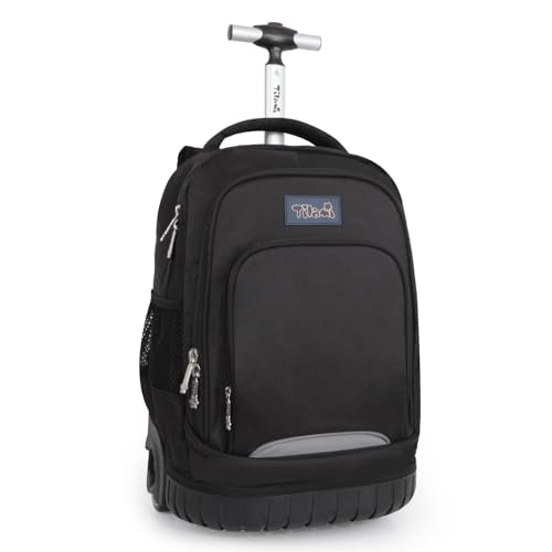 Tilami Kids Rolling Backpack 18 inch Boys and Girls Laptop Backpack, Black - color: Black39