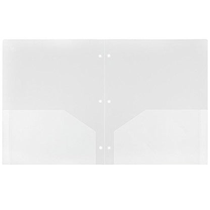 JAM PAPER Heavy Duty Plastic 3 Hole Punch Pocket Folders - Extra Tough School Folders - Clear - 6/Pack - color: Clear, size: 6 Per Pack