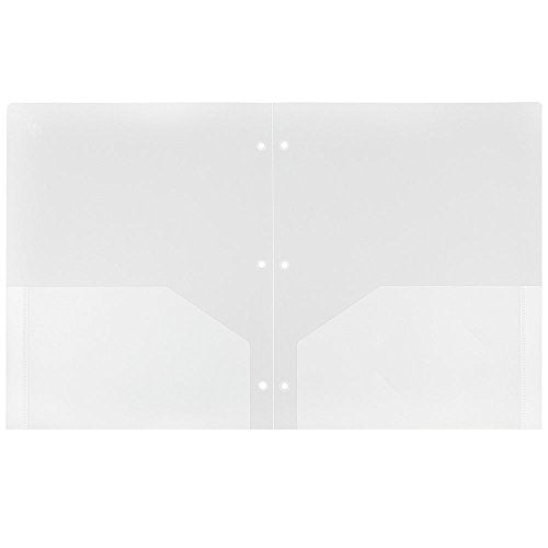 JAM PAPER Heavy Duty Plastic 3 Hole Punch Pocket Folders - Extra Tough School Folders - Clear - 6/Pack - color: Clear, size: 6 Per Pack