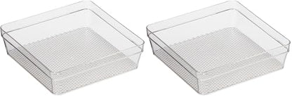 Oggi Clear Drawer Organizer - 6" X 6"- Ideal for Organizing Kitchen Drawers, Office, Desk, Silverware, Kitchen Utensils, Cosmetics and Bathrooms (Pack of 2) - size: 6" by 6" (Pack of 2)