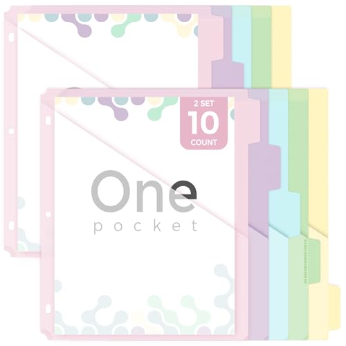 SKYDUE Binder Dividers with Tabs and Pockets – 2 Sets of 10-Pack for 3-Ring Binders, Writable Tabs, Durable & Tear-Resistant, Pink - color: 2 Sets Pink