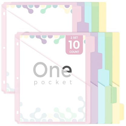 SKYDUE Binder Dividers with Tabs and Pockets – 2 Sets of 10-Pack for 3-Ring Binders, Writable Tabs, Durable & Tear-Resistant, Pink - color: 2 Sets Pink