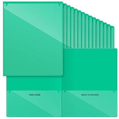 Henoyso 72 Pcs Plastic Take Home Folders with 2 Pockets Parent Teacher Classroom Communication Homework Folder for Students Parent Teacher Connect (Green) - color: Green