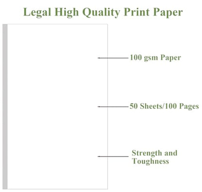 8.5" x 14" Blank Print Paper - 50Sheets/100Pages Blank Loose-Leaf Papers, Legal Size Printing in Office/Home/School, 100gsm Blank Paper - size: 1-Pack(8.5" x 14")