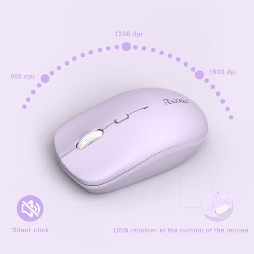 Wireless Keyboard and Mouse Combo, Full-Sized Wireless Keyboard and Adjustable DPI Mouse, 2.4GHz USB Receiver, Keyboard and Mouse for PC, Windows, Desktop, Laptop (Light Purple) - color: Light Purple