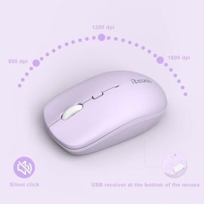 Wireless Keyboard and Mouse Combo, Full-Sized Wireless Keyboard and Adjustable DPI Mouse, 2.4GHz USB Receiver, Keyboard and Mouse for PC, Windows, Desktop, Laptop (Light Purple) - color: Light Purple