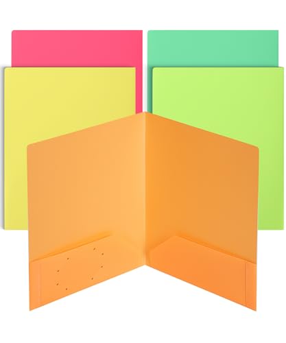 Mr. Pen- Plastic Folders with Pockets, 5 pcs | Aesthetic File Folder with Business Card Slot, 2-Pocket Folder, Back to School, Office, Filing Supplies - color: Flower Stalk, size: 5 Pack
