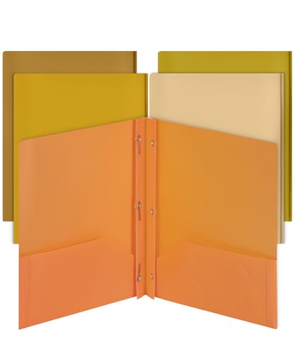 Mr. Pen- Plastic Folders with Pockets and Prongs, 5 Pack, Letter Size | Gold Spectrum, Flexible Plastic Folders with Prongs - color: Gold Spectrum, size: 5 Pack