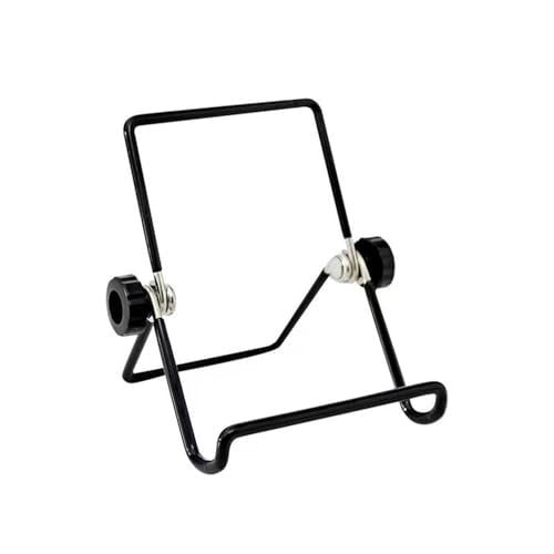 Adjustable Tablet Stand Holder - Non-Slip Foldable Cradle for Tablets & Phones, Small Black Metal Frame, Compatible with Devices up to 11 Inches - color: black, size: small