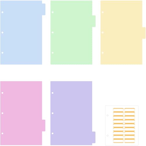 Ospelelf Binder Dividers with Tabs, 5.5" x 8.5" Durable Paper Dividers for 3 Ring Mini Small Binder, 5 Tab, Macaron - color: Macaron Color Scheme（5 Tab), size: Mini Size (5.5" * 8.5") - 1 Set