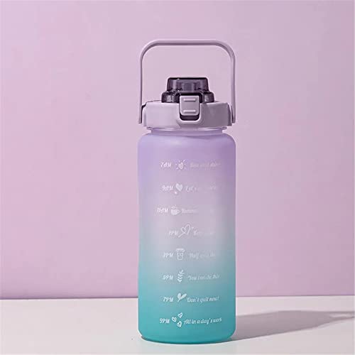 ASkinds 64oz Large Capacity Sports Water Bottles with Straw, Motivational Water Bottle with Time Marker & Bouncing Straw for Men Women Student to Office Gym Workout Travel Long Distance(2000ml)