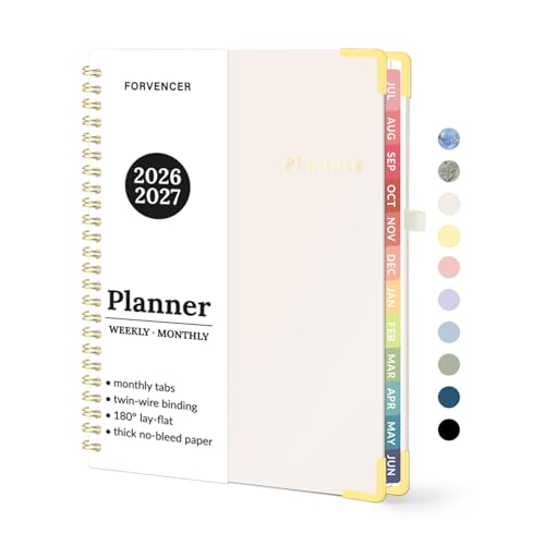 Forvencer Academic Planner 2026-2027, July 2026-June 2027 Weekly & Monthly Hardcover Calendar Planner, 6" X 8", Daily Agenda Book, School Office Notebook College Teacher Organizer A5, Off-white - color: Off-white, size: 6.3"x8.4" (Jul 2026 - Jun 2027)
