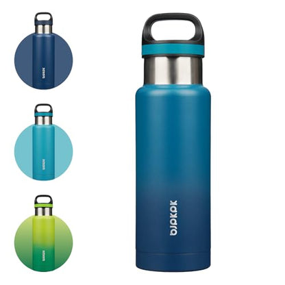 BJPKPK Insulated Water Bottle 18OZ Stainless Steel Water Bottle with Handle Double Walls Vacuum Insulated BPA Free Flask, Indigo Black - color: Indigo Black, size: 18 Ounces