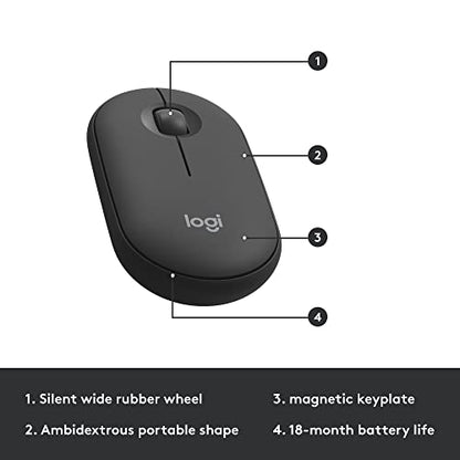 Logitech MK470 Slim Wireless Keyboard and Mouse Combo - Modern Compact Layout, Ultra Quiet, 2.4 GHz USB Receiver, Plug n' Play Connectivity, Compatible with Windows - Graphite - color: Graphite