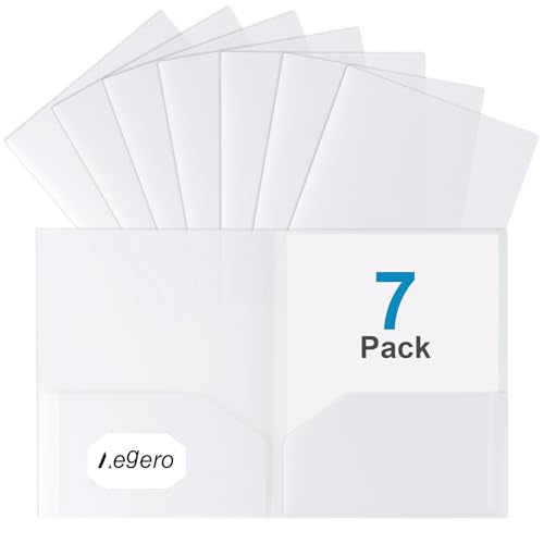 Aegero Plastic Folders with Pockets (7 Pack, Clear) | Durable Heavy Duty File Folders with Business Card Slot, 2-Pocket Folder for Schoolwork & Office,Letter Size - color: Clear, size: 1 Set（7pack）