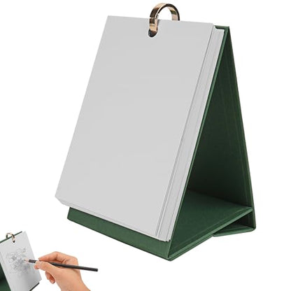 JANKOW DIY Cover Sketchbook, Mini Sketchbook for Drawing, Blank Desk Calendar Sketch Book, Oil Pastel Hand-Painted 3D Book, for Note Taking, Painting, Study Work, Projects, Recipe Cards (1Pcs) - color: Green
