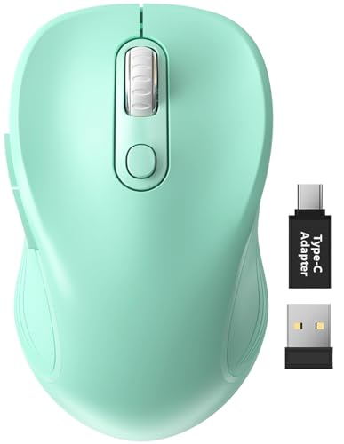 Trueque Wireless Mouse for Laptop, 2.4GHz Ergonomic Computer Mouse with Back & Forward Buttons, 3 Adjustable DPI Levels, 6 Buttons, Optical USB Cordless Mice for Windows PC, M01 (Mint Green) - color: Mint Green, size: 1 Pack