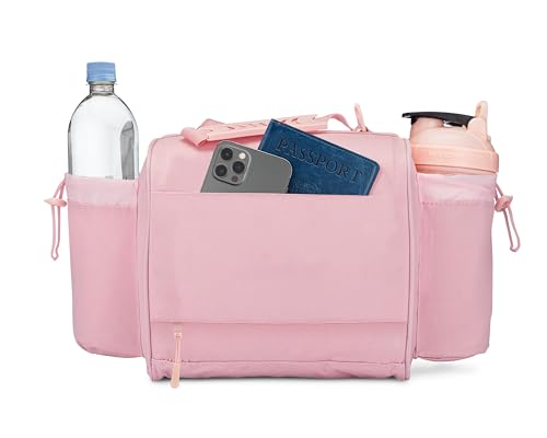 Hydra Cup Insulated Meal Prep Lunch Bag, Large Travel Lunch Box Included with Containers, Shaker Bottle, Funnels, Ice Packs, Cup Holder and Luggage Sleeve (Pink) - color: Pink