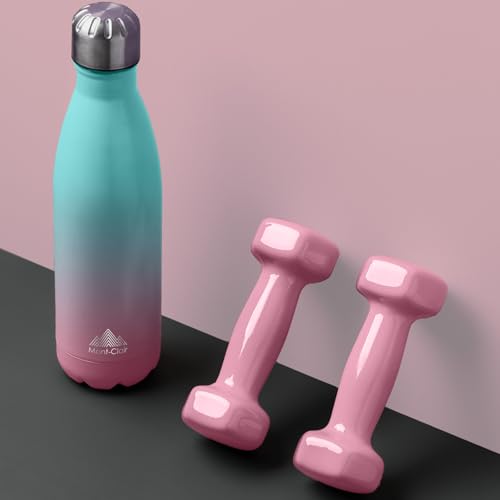 Mont-Clair Stainless Steel Water Bottle, Vacuum insulated - BPA Free, 12h Hot & 24h Cold Drinks, Metal Water Bottle 17 oz Leakproof, Ideal for Adult, Kids, Running - Gradient - Cyan & Pink - color: Gradient - Cyan & Pink, style: 17 Ounces