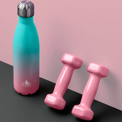Mont-Clair Stainless Steel Water Bottle, Vacuum insulated - BPA Free, 12h Hot & 24h Cold Drinks, Metal Water Bottle 17 oz Leakproof, Ideal for Adult, Kids, Running - Gradient - Cyan & Pink - color: Gradient - Cyan & Pink, style: 17 Ounces