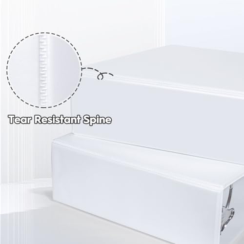 Comix Durable 3 Ring Binder, 3 inch D Ring Binders, Hold 725 Sheets of US Letter Size Paper, 6 Pack (White) - color: White, size: 3 Inch, style: 6 Pack