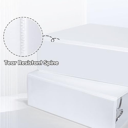 Comix Durable 3 Ring Binder, 3 inch D Ring Binders, Hold 725 Sheets of US Letter Size Paper, 6 Pack (White) - color: White, size: 3 Inch, style: 6 Pack