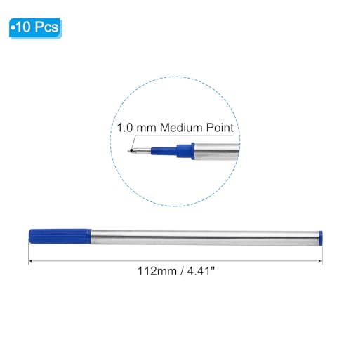 PATIKIL 1mm Pen Ink Refills, 10 Pcs Ballpoint Refill Medium Point Metal Compatible Replaceable Replacement for Pen Writing Office, Blue - color: Blue