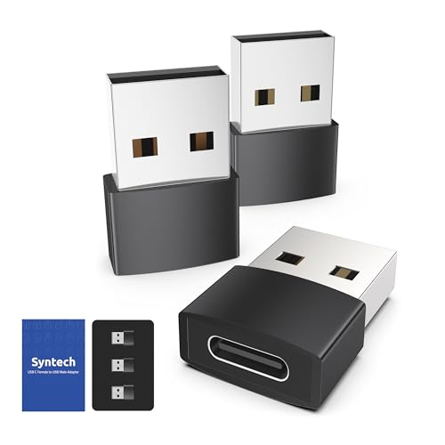 Syntech USB C Female to USB Male Adapter Pack of 3, Type C to USB A Converter Compatible with iPhone 17/16/15/14/13 Pro Max iPad Air 7 6 Apple Watch Series 10/9/8 AirPods 3 Samsung Galaxy etc, Black - color: Black