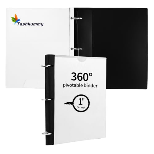 360 Degree Pivotable Binder, Upgraded 3 Ring Binder 1 inch, Flexible Binders 3 Ring, Foldable Three Ring Binders- White - color: White, style: 1 PCS Customizable Cover