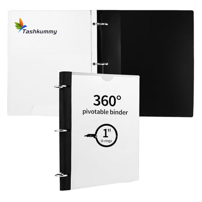 360 Degree Pivotable Binder, Upgraded 3 Ring Binder 1 inch, Flexible Binders 3 Ring, Foldable Three Ring Binders- White - color: White, style: 1 PCS Customizable Cover