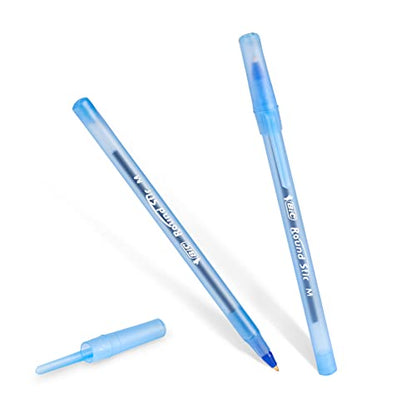 BIC Round Stic Xtra Life Ballpoint Pen with 1.0 mm Medium Point and Consistent Ink Flow, 60-Count in Blue Ink - color: Blue, size: 60 Count (Pack of 1)