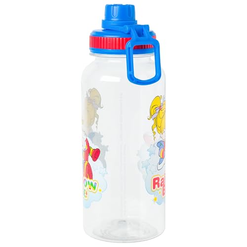 Silver Buffalo Rainbow Brite and Twink, Plastic Water Bottle, 32oz | Twist Spout, Includes Sticker Set, You Stick Yourself, 0.95 Liters - color: Rainbow Brite