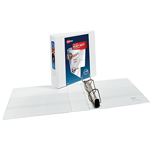 Avery Heavy-Duty View 3 Ring Binder, 3" One Touch Slant Rings, White, Perfect Trading Card Binder (79793) - size: 3"