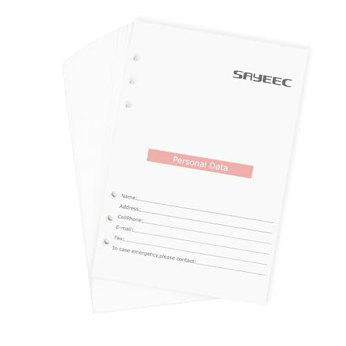 SAYEEC A5 Refill Paper Loose Leaf Lined Paper for A5 Planner Organizer 6 Holes Ring Binder Planner for Journals Notebooks Diaries Inserts, 80 Sheets - color: refillable paper