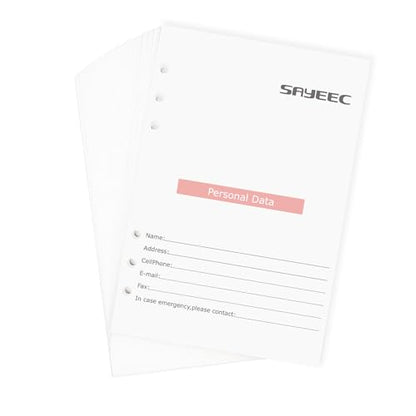SAYEEC A5 Refill Paper Loose Leaf Lined Paper for A5 Planner Organizer 6 Holes Ring Binder Planner for Journals Notebooks Diaries Inserts, 80 Sheets - color: refillable paper