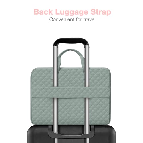 MOSISO 360 Protective Laptop Case 13.3 inch, 13-13.3 inch Laptop Sleeve Compatible with MacBook Air/Pro 13/Pro 14,HP Dell ASUS Lenovo, Square Quilted Bag Cover with 2 Pockets&Handle&Belt,Antique Green - color: Antique Green, size: 13.3 inch