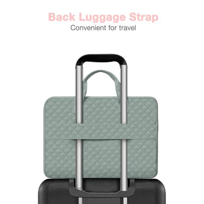 MOSISO 360 Protective Laptop Case 14 inch, 14 inch Laptop Sleeve Compatible with HP Lenovo Dell ASUS Acer, HP Stream, Dell Latitude, Square Quilted Bag Cover with 2 Pockets&Handle&Belt, Antique Green - color: Antique Green, size: 14 inch