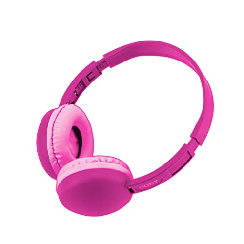 Coby Wired Kids’ Headphones, Over-Ear Headphones with 3.5-Millimeter Jack and Soft Cushions for School, Learning, and Travel, 85 dB Volume Limit, Built-in Microphone, Adjustable Headband, Pink - color: PINK