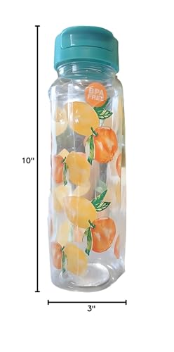 LSANDM (1) Lemons Printed Design Water Bottle 30 fl oz BPA-Free for Home Kitchen Office Travel School Camping Outdoor Indoor Beverages Drinking Drinkware Holiday Christmas Party Favor Gift Supplies