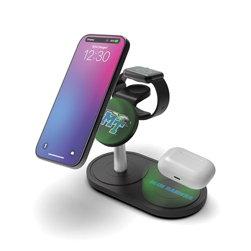 SOAR Collegiate 3-in-1 Wireless Charging Station - color: Middle Tennessee State University