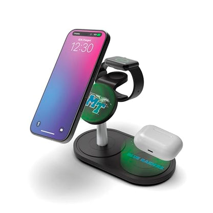 SOAR Collegiate 3-in-1 Wireless Charging Station - color: Middle Tennessee State University