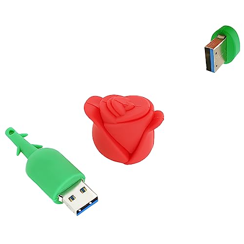 128GB USB 3.0 Flash Drive Novelty Cartoon Red Flower High Transfer Speed Pendrive Memory Stick - color: Flower