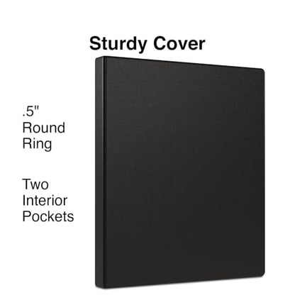 Staples 1/2" 3-Ring Non-View Binder, Black, 4/Pack - color: 4 Pack, size: 0.5" Inch, style: Black