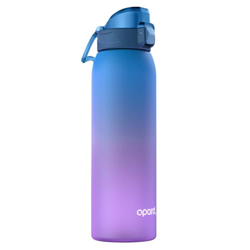 Opard Zip 32oz Plastic Water Bottle Dishwasher Safe, Leakproof Flip-Top Lid, BPA Free Tritan, Wide Mouth Reusable Sports Water Bottle for Gym Hiking Commuting Outdoor Travel and School - color: Aurora Blue Purple, style: 32 Ounces