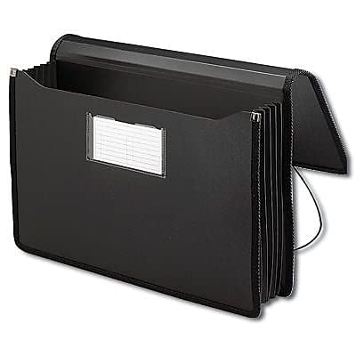 Smead Poly Wallet, Accordion File Organizer for File Folders, Legal Size, Black, 5-1/4 inch Expansion, Office Supplies, Document Organizer (71510) - size: Legal, style: Black