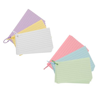 Homoyoyo 1Set Portable Lined Index Cards with Binder Rings Blank Flash Cards for Study Colors Pre Hole Punched Notecards for Home Office and Travel