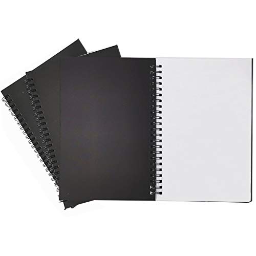 Twinkle Spiral Notebook, 3Pack Spiral Journal, Thick Pure White Paper 120 Pages Wirebound Notebooks, Sketch Pads& Planner（Black - color: Black
