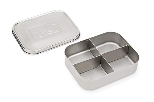 Bits Kits Stainless Steel Bento Box Lunch and Snack Container, 4 Sections | For Kids & Adults | Easily Fits In Lunchboxes | Durable Stainless Steel | Dishwasher Safe | Divides Meal & Snacks | On The Go - style: Lunch Box, 4 Sections